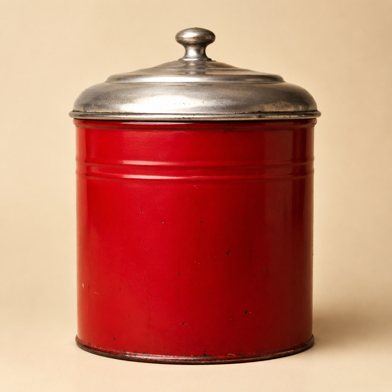 Vintage red metal coffee canister