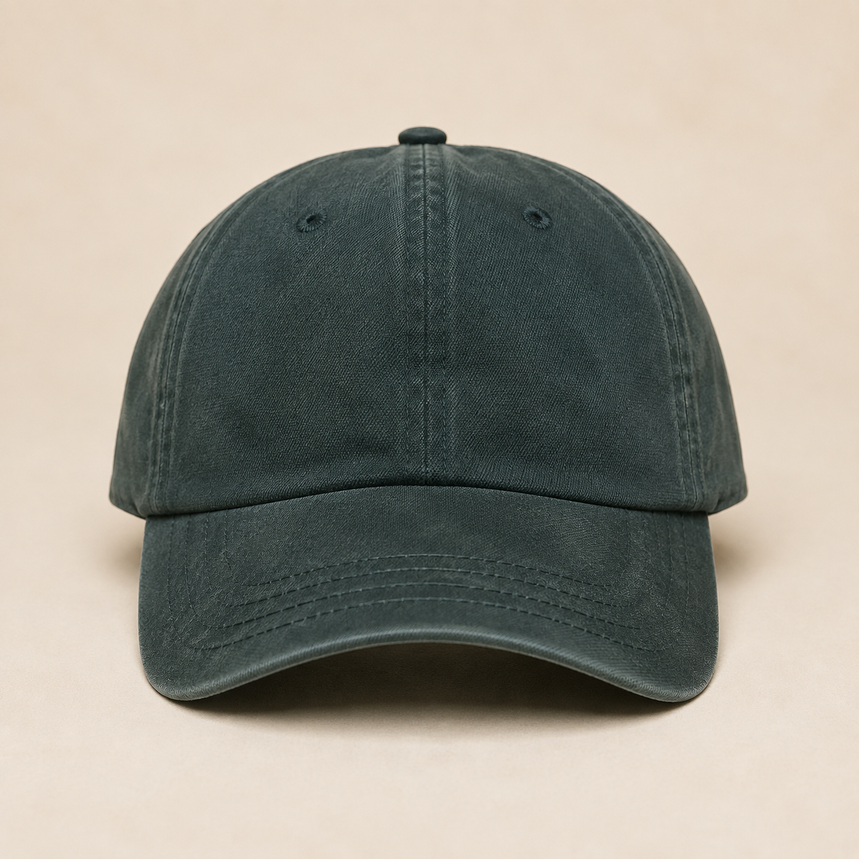 Faded dark teal cotton baseball cap